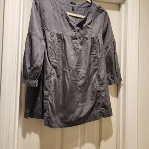 Madison silk blend tunic with pockets charcoal gray 3/4 sleeve